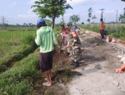 Babinsa Tambakan Bersama Warga Gotong Royong Bersihkan Jalan Persawahan, Dukung Kelancaran Aktivitas Petani
