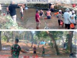 Jelang Sedekah Bumi, Pemdes Dander Bersama Warga dan Yonif TP 885 Gelar Kerja Bakti