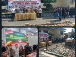 Polres Majalengka Musnahkan 2.079 Botol Miras, Bongkar Produksi Tembakau Sintetis